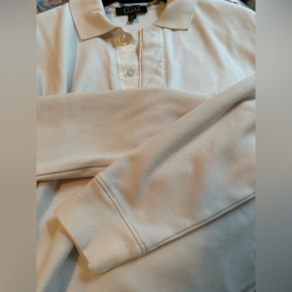 AYR Soft Cream Long Sleeve Sweater Polo - Picture 4 of 5